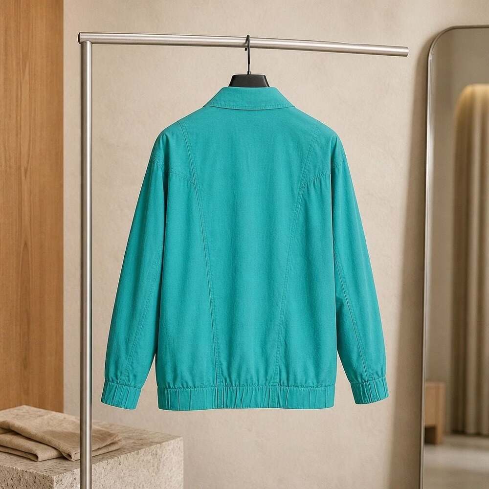 Vintage Lifestyles by Mulberry Street Teal Cotton Bomber Jacket Size M item 253 - Picture 2 of 8
